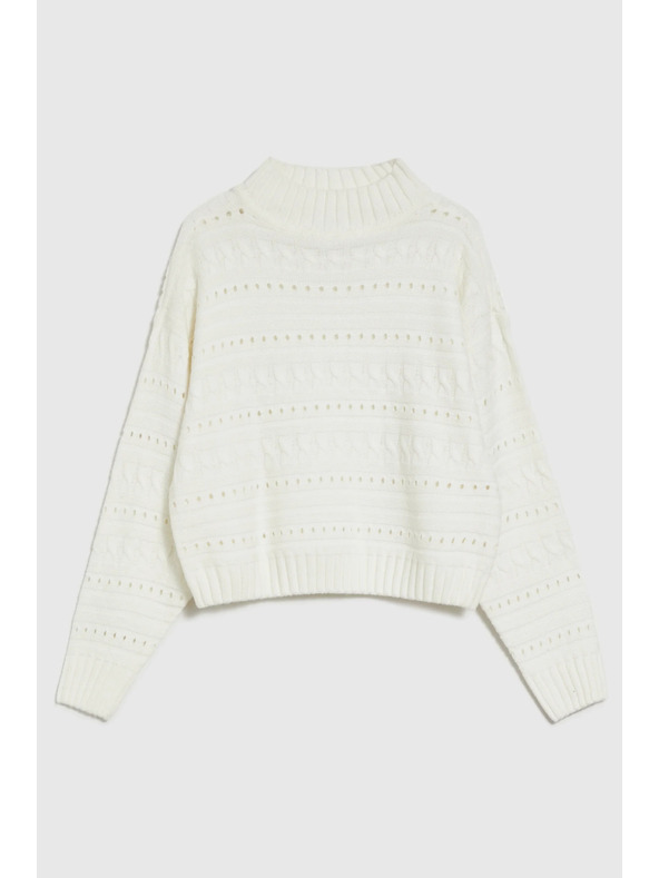 Moodo Bel pulover z ovratnikom Moodo