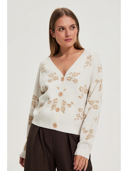 Moodo Béžasti kardigan s cvetličnim vzorcem Moodo