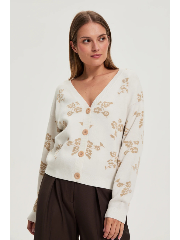 Moodo Béžasti kardigan s cvetličnim vzorcem Moodo
