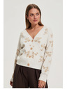Moodo Béžasti kardigan s cvetličnim vzorcem Moodo