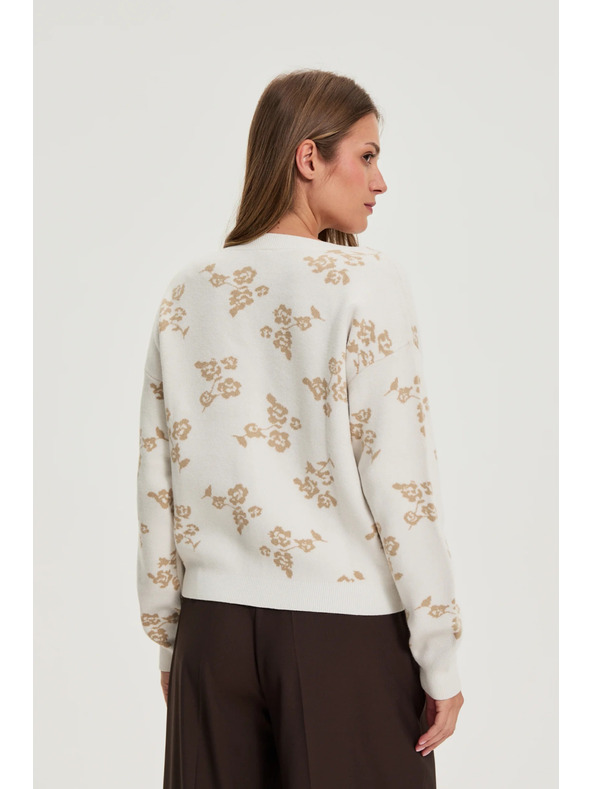 Moodo Béžasti kardigan s cvetličnim vzorcem Moodo