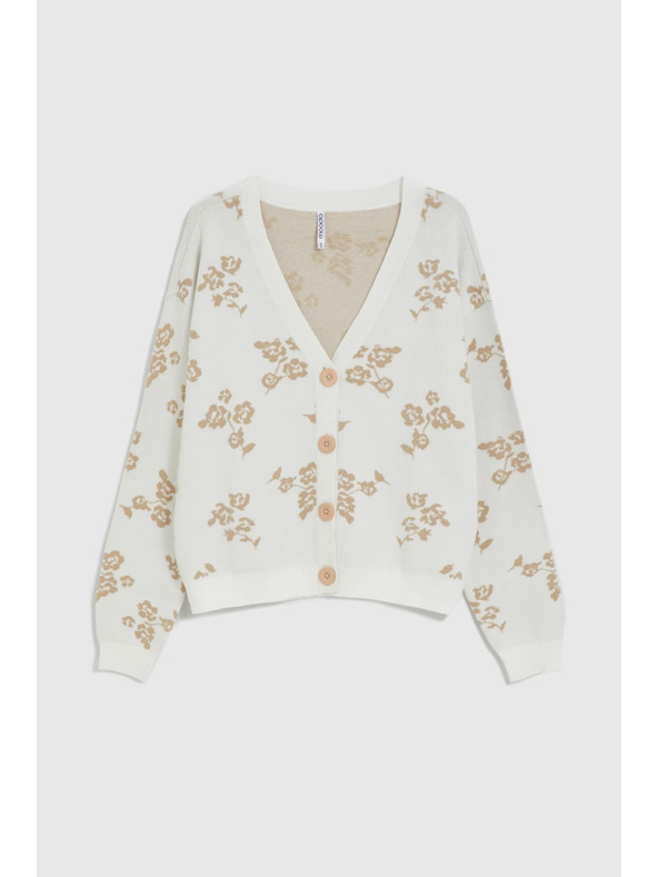 Moodo Béžasti kardigan s cvetličnim vzorcem Moodo