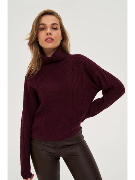 Moodo Vinsko rdeč pulover z ovratnikom Moodo