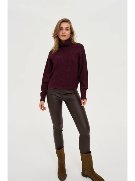 Moodo Vinsko rdeč pulover z ovratnikom Moodo