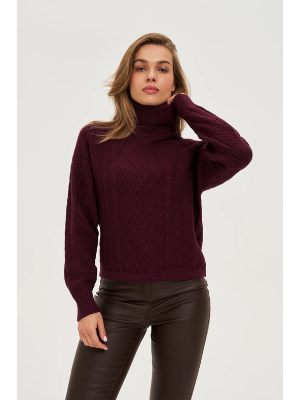 Moodo Vinsko rdeč pulover z ovratnikom Moodo