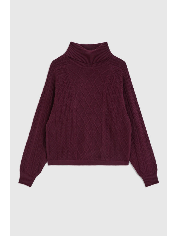 Moodo Vinsko rdeč pulover z ovratnikom Moodo