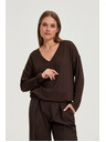 Moodo Rjav pulover z V izrezom Moodo