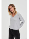 Moodo Pulover z V-izrezom siv Moodo