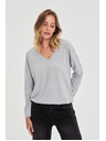 Moodo Pulover z V-izrezom siv Moodo