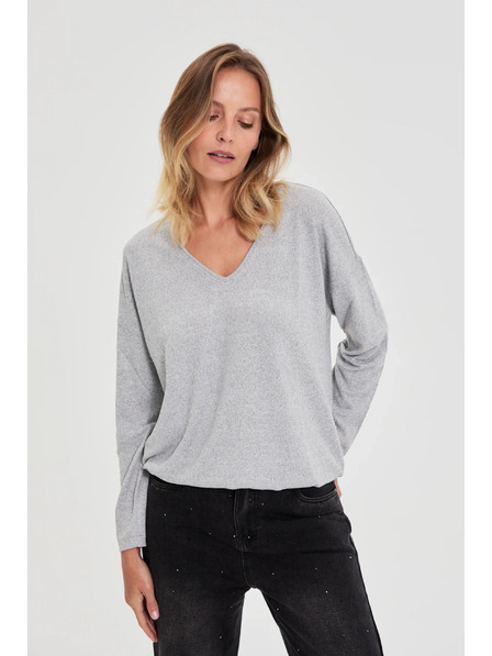 Moodo Pulover z V-izrezom siv Moodo