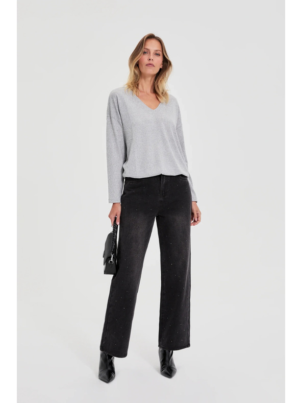 Moodo Pulover z V-izrezom siv Moodo