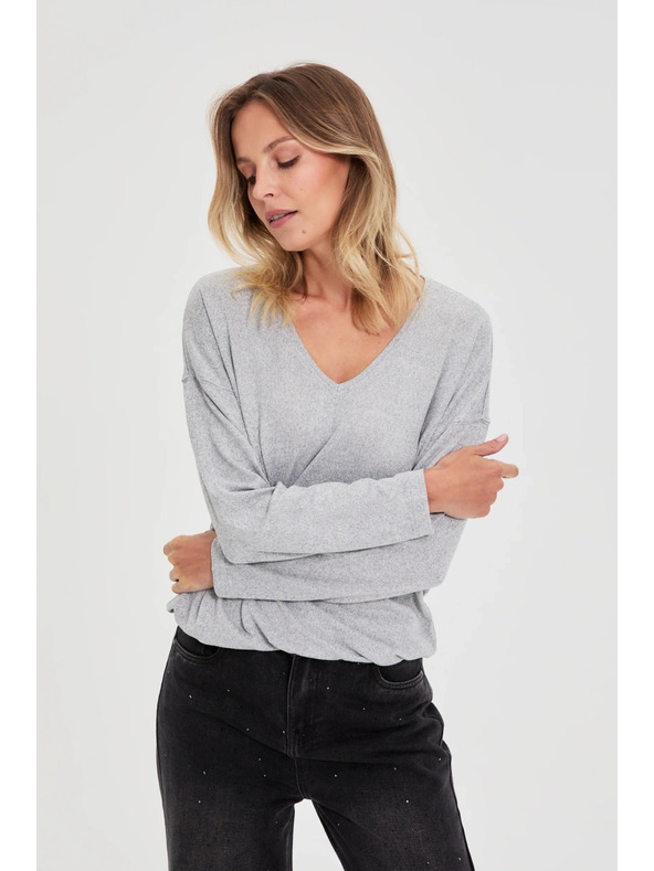 Moodo Pulover z V-izrezom siv Moodo