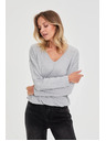 Moodo Pulover z V-izrezom siv Moodo
