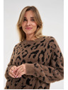 Moodo Rjav pulover z leopardjim vzorcem Moodo