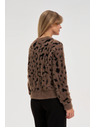 Moodo Rjav pulover z leopardjim vzorcem Moodo