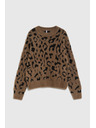 Moodo Rjav pulover z leopardjim vzorcem Moodo