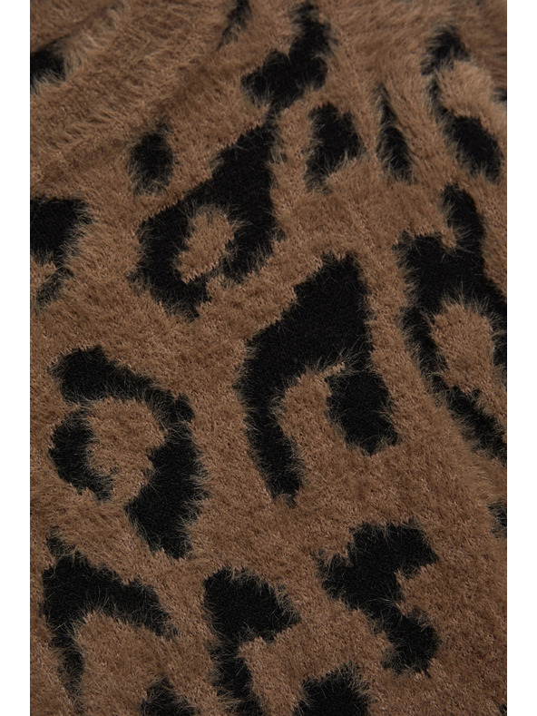 Moodo Rjav pulover z leopardjim vzorcem Moodo