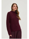 Moodo Burgundski pulover z okrasnim pletenim vzorcem Moodo