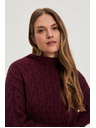 Moodo Burgundski pulover z okrasnim pletenim vzorcem Moodo