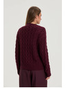 Moodo Burgundski pulover z okrasnim pletenim vzorcem Moodo