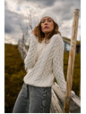 Moodo Béžasti pulover z okrasnim pletenim vzorcem Moodo