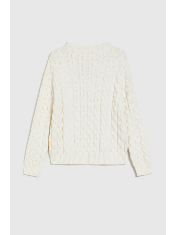 Moodo Béžasti pulover z okrasnim pletenim vzorcem Moodo