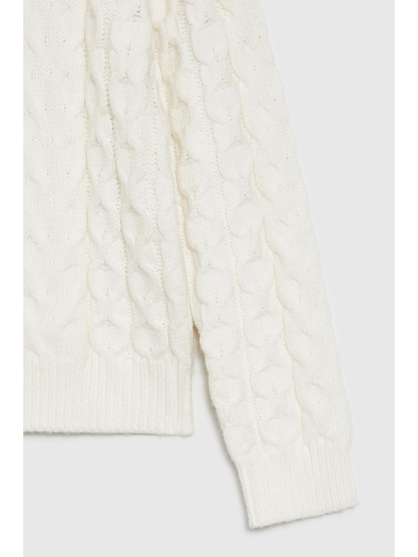 Moodo Béžasti pulover z okrasnim pletenim vzorcem Moodo