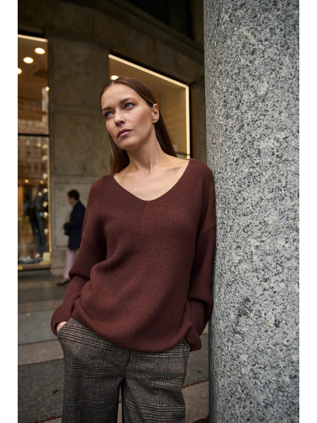 Moodo Pulover enostavnega kroja rjav Moodo