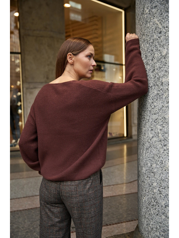 Moodo Pulover enostavnega kroja rjav Moodo