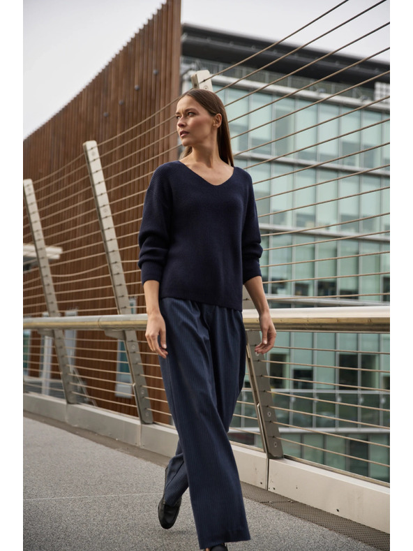 Moodo Pulover enostavnega kroja temno moder Moodo