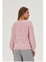 Moodo Rožnat pulover z okrasnim pletenim vzorcem Moodo