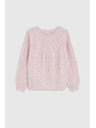 Moodo Rožnat pulover z okrasnim pletenim vzorcem Moodo