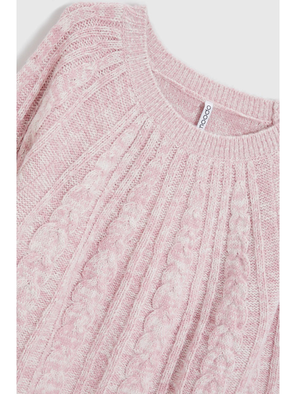 Moodo Rožnat pulover z okrasnim pletenim vzorcem Moodo