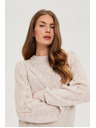 Moodo Béžasti pulover z napihnjenimi rokavi Moodo