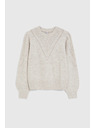 Moodo Béžasti pulover z napihnjenimi rokavi Moodo