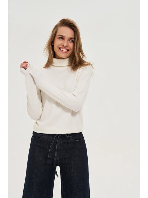 Moodo Bel gladek pulover z ovratnikom Moodo