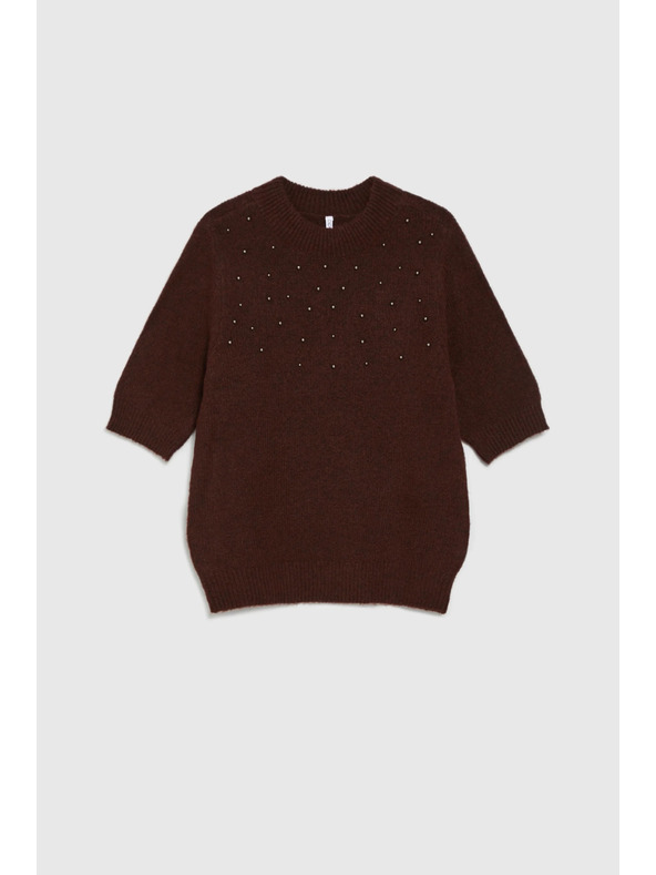 Moodo Vinsko rdeč pulover s kratkimi rokavi Moodo