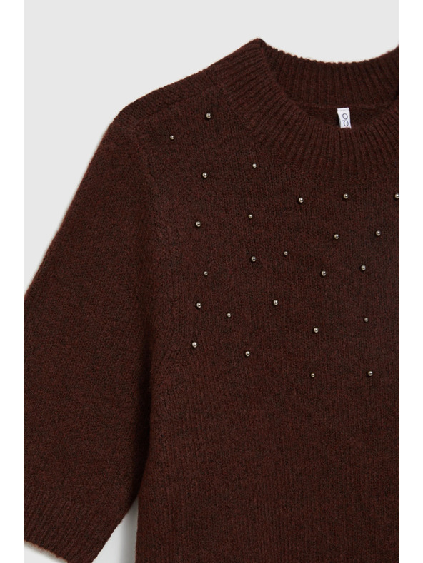 Moodo Vinsko rdeč pulover s kratkimi rokavi Moodo