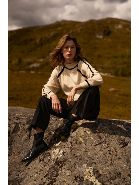 Moodo Béžasti pulover s pol ovratnikom Moodo