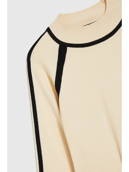 Moodo Béžasti pulover s pol ovratnikom Moodo