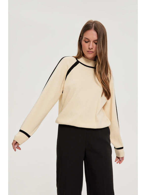 Moodo Béžasti pulover s pol ovratnikom Moodo