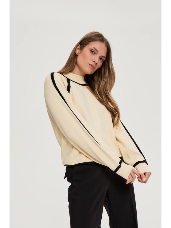 Moodo Béžasti pulover s pol ovratnikom Moodo