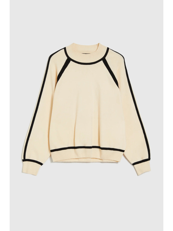 Moodo Béžasti pulover s pol ovratnikom Moodo