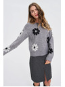 Moodo Siv pulover s cvetličnim vzorcem Moodo