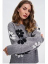 Moodo Siv pulover s cvetličnim vzorcem Moodo