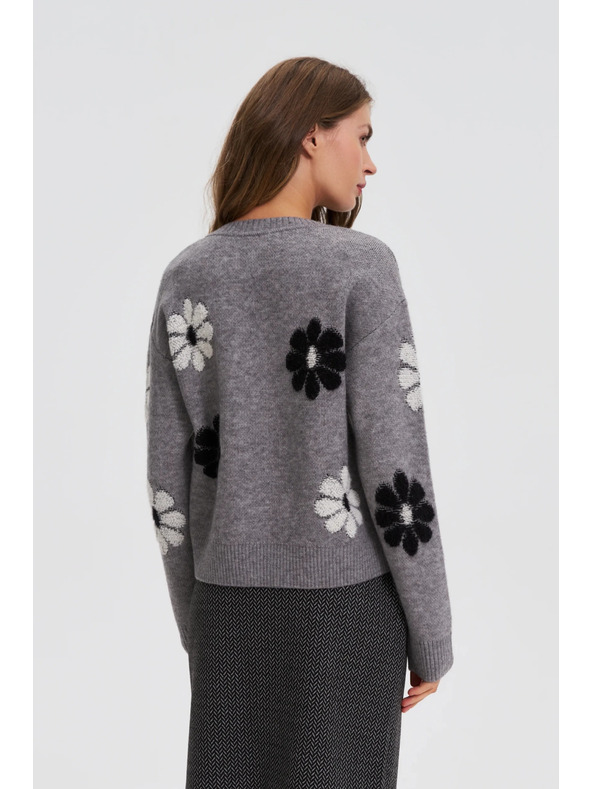 Moodo Siv pulover s cvetličnim vzorcem Moodo