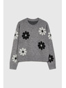 Moodo Siv pulover s cvetličnim vzorcem Moodo
