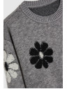 Moodo Siv pulover s cvetličnim vzorcem Moodo
