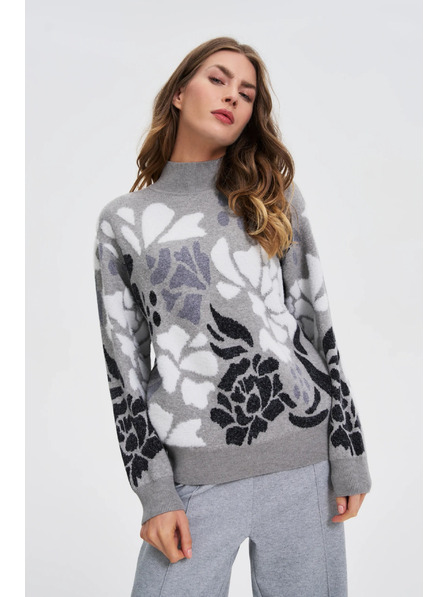 Moodo Siv pulover z ovratnikom Moodo