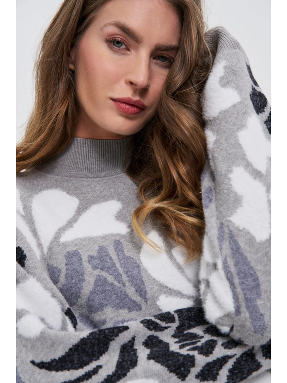 Moodo Siv pulover z ovratnikom Moodo